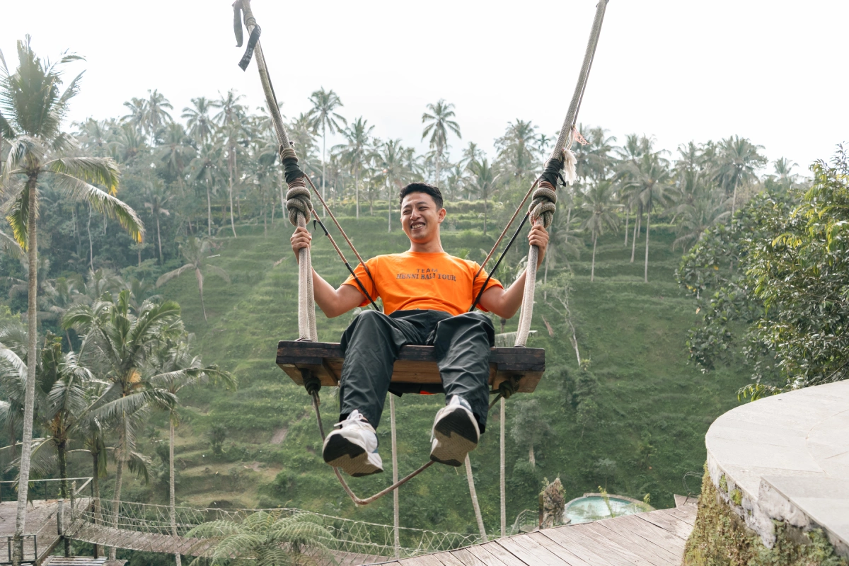 Swing & Sip: Rice Views, Volcano Skies and a Waterfall Surprise